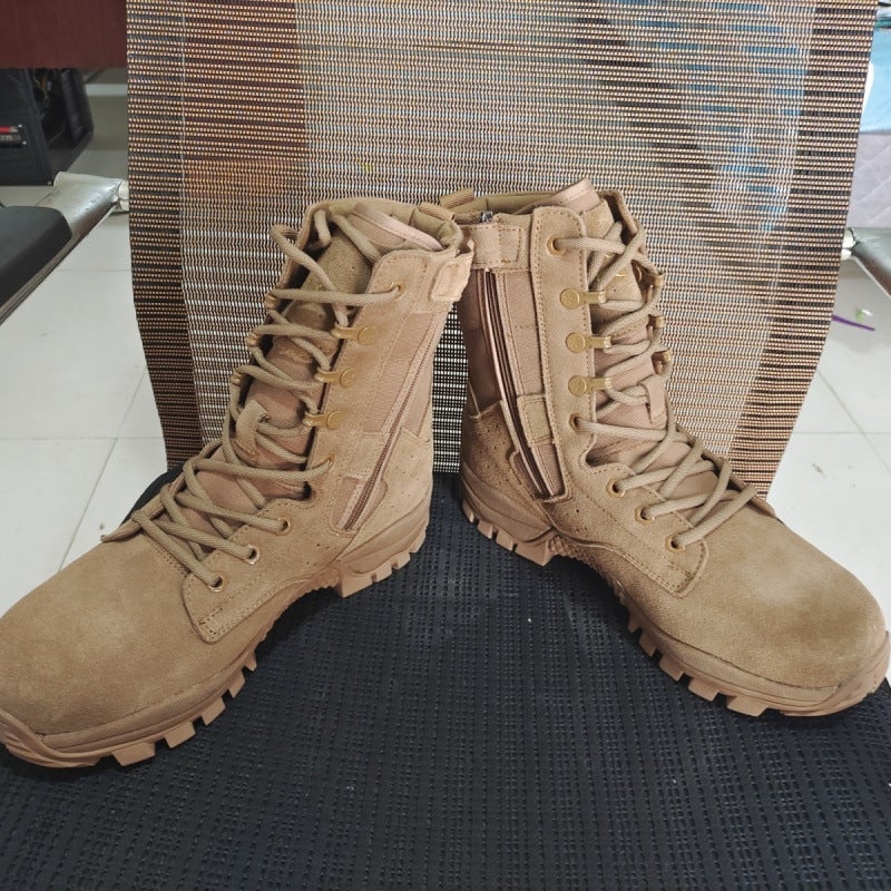 New High-Top Brown Work Boots, Wear-Resistant, Trendy, Waterproof, Labor Protection Shoes, Lightweight, Outdoor, Non-Slip, Desert Boots, Mountaineering - Image 4